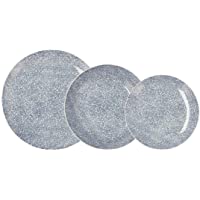 Vajilla completa moderna de porcelana para 6 personas (18 piezas)|Platos llanos- Platos hondos- Platos postre